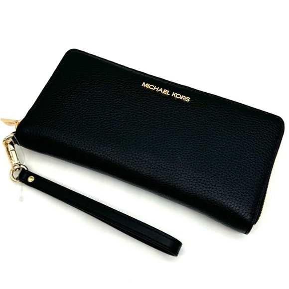 Michael Kors Large Continental Wallet Black/Gold - Picture 6 of 8